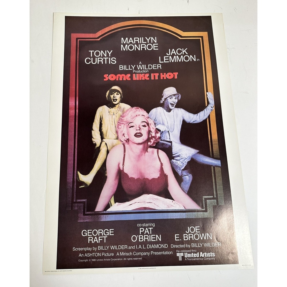 Some Like It Hot Movie Poster Marilyn Monroe Tony Curtis Jack Lemmon 1984 20x28